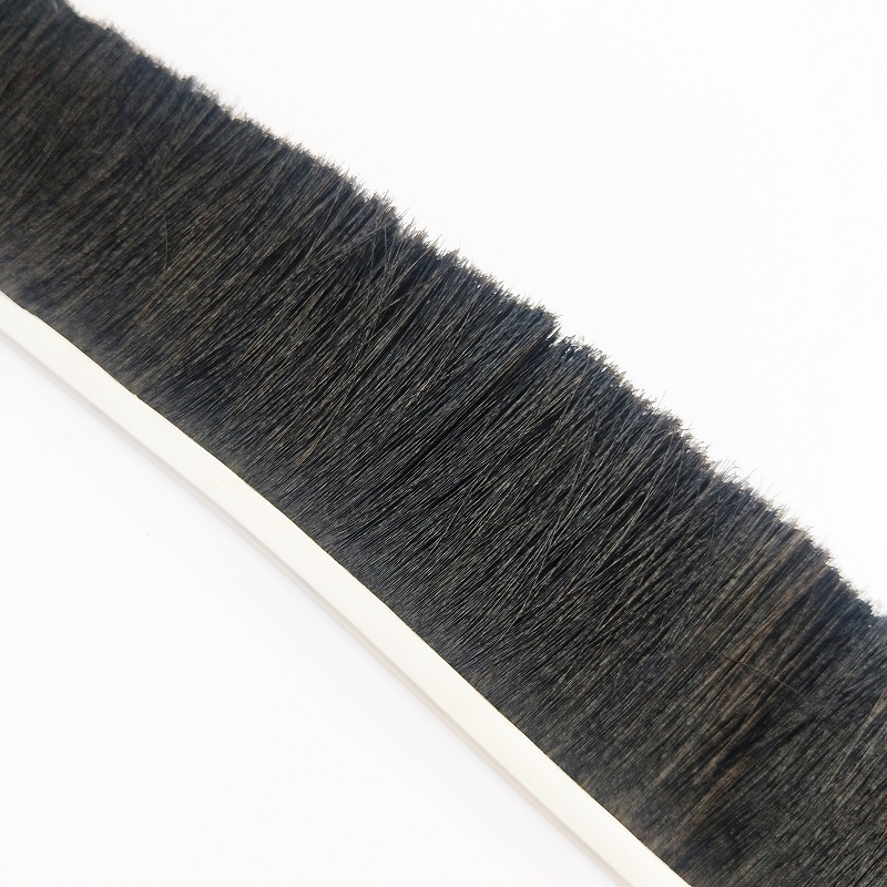 FPVC142036 Stapled Strip Brush with Flexible PVC, H-Shaped Profile, Black  Nylon Bristles, 3' Overall Length, 2 Trim Length, 3 Overall Height