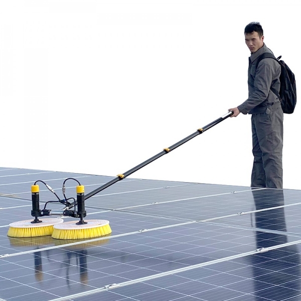solar panel cleaning brush and pole